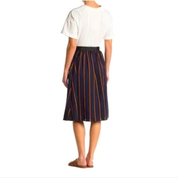 FRNCH Navy Orange stripe Aline skirt - Picture 11 of 11